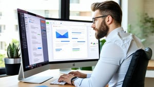 This image is of a real estate agent sitting at their computer trying to send an email to a lot of people but seeing a really low open rate